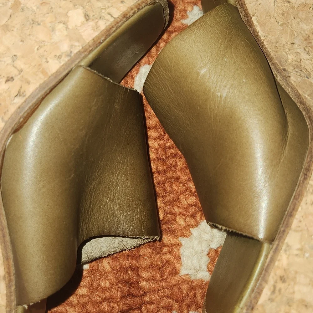 Jeffrey Campbell Lucianna Platform Leather Sandal  in Olive Size 39